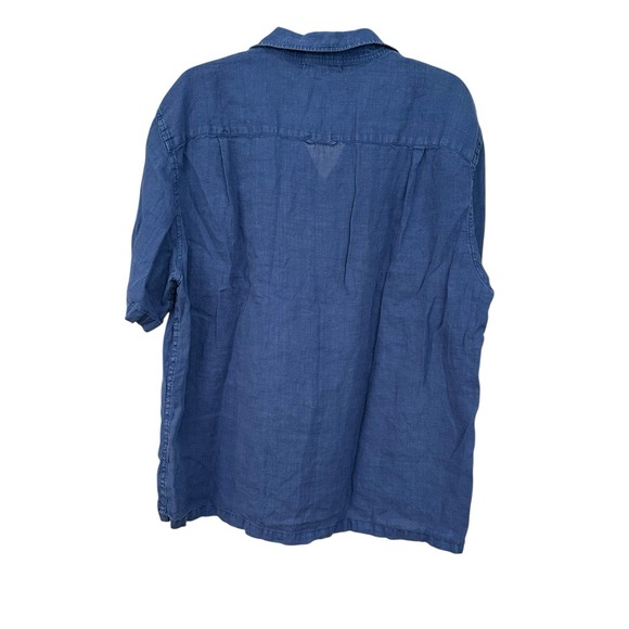 Alex Mill 100% Linen Shirt Men's XL Navy Blue Short‎ Sleeve Button Down #FF8-6 - Picture 6 of 10